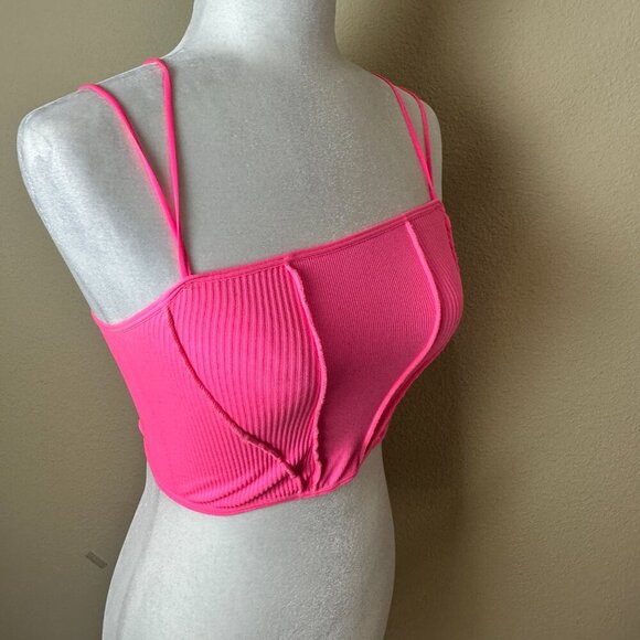 Out From Under for URBAN OUTFITTERS Hot Neon Pink Ribbed Bralette Top Size XS/S - Picture 8 of 10